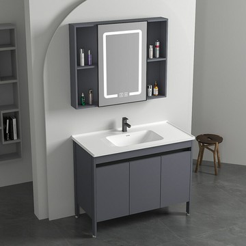 加厚太空鋁落地式洗手盆浴室柜組合小戶型一體陽臺洗漱臺池洗臉盆