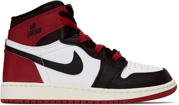 Nike Jordan 红色 & 黑色 Air Air Jordan 1 High OG 儿童高帮运动鞋