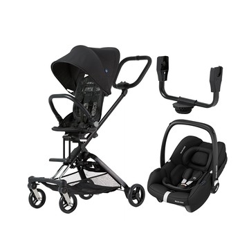 unilove 英國On The Go馬奇車/成長型輕便推車 新生兒大全套模式-黑(提籃+結合器+車架+座椅)