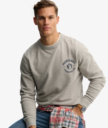Superdry Men's The Merchant Store- Graphic Sweatshirt Grey Size: S