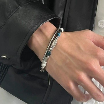 🎆限時下殺🎆原创设计国潮高级感双层手链冷淡风嘻哈男女手串男生手饰品潮 手鏈 情侶手鏈