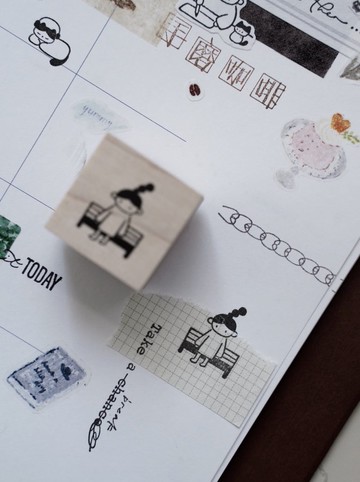 糖葫蘆女孩 (等待) 木質手帳印章