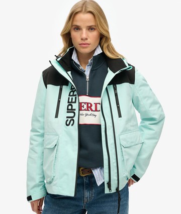 Superdry Women's Colour Block Ultimate Windbreaker Jacket Blue Size: 10