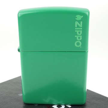 Zippo 美系~Grass Green Matte-草綠色烤漆-LOGO字樣打火機