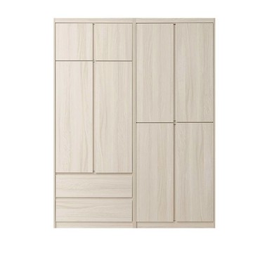 直人木業-TESS淺橡極簡風開門衣櫃組158公分(二抽79公分+雙吊79公分)