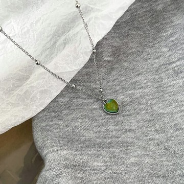 溫感變色愛心圓珠項鏈女夏季網紅2022年新款潮氣質鎖骨鏈時尚配飾