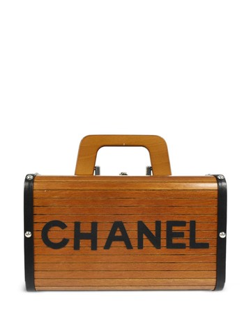 CHANEL Pre-Owned - 1995 CC wooden vanity handbag - women - Wood/Leather - One Size - Brown