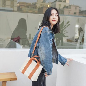 撞色手提兩用小布包韓國斜挎單肩