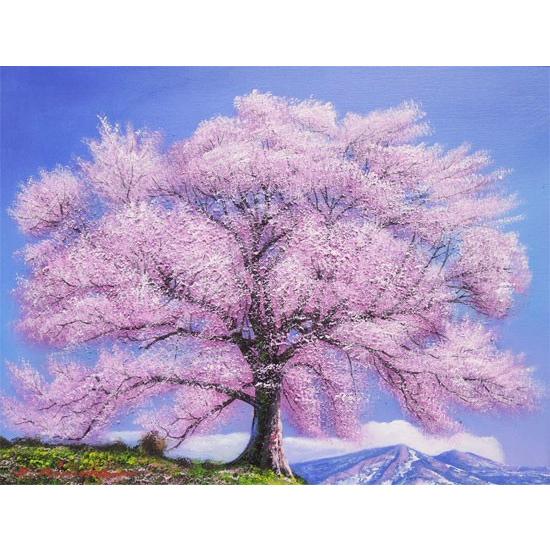 絵画　油絵　王仁塚（わにづか）の桜　（木村由記夫）　　