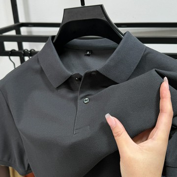 2024重磅polo衫男短袖t恤翻領夏季純色商務休閑高級感百搭體恤鑫弘-衣錦男裝