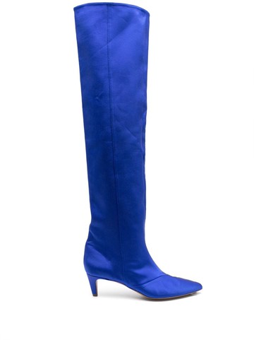 Forte Forte - 70mm satin knee-high boots - women - Viscose Crepe/Silk/Calf Leather/Calf Leather - 38 - Blue