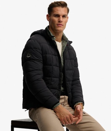 Superdry Men's Hooded Box Quilt Fuji Lite Jacket Black Size: Xxl
