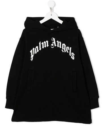 Palm Angels Kids - logo-print hoodie dress - kids - Cotton/Cotton - 12 yrs - Black