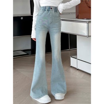 女童喇叭褲2025新款春秋女大兒童修身微喇褲兒童直筒褲子時髦洋氣