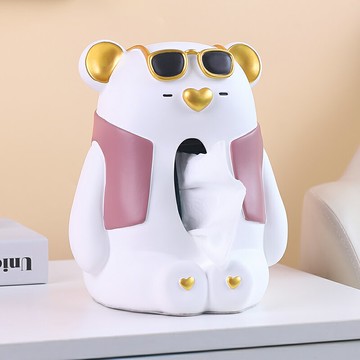 輕奢創意小熊紙巾盒擺件客廳家用收納茶幾餐桌餐巾紙抽紙盒高級感