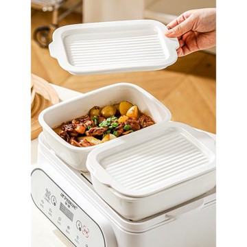 蒸鍋專用碗蒸盤芝士焗飯盤微波爐專用白色盤子長方形蒸魚盤焗飯盤