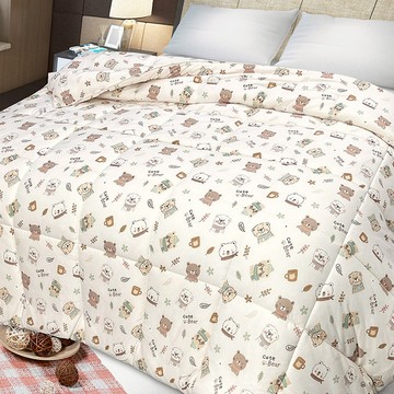 【多利寶寢具】INDIAN_針織雲朵棉可水洗雙人四季被-暖冬Q熊