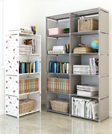 帶后圍布書架簡易置物架書柜學生兒童桌上宿舍臥室收納柜子儲物柜