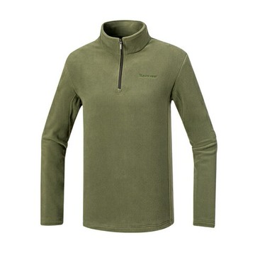 【【蘋果戶外】】山林 52F01 68 橄綠【男款】刷毛保暖上衣 半門襟 立領長袖排汗衣 中層衣 秋冬保暖登山 秋冬 Mountneer