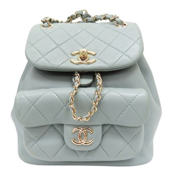 CHANEL 香奈兒 綠色 羊皮 DUMA 後背包 金釦 【二手名牌BRAND OFF】