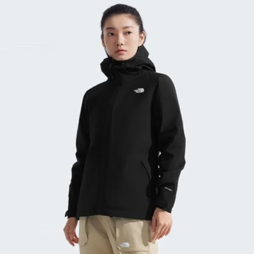 The North Face 北臉 外套 女款 運動連帽外套 衝鋒衣 保暖 三合一 黑 NF0A5B1X4H0