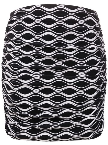 Amir Slama - ruched wave-print mini skirt - women - Polyamide/Elastane - G - Black