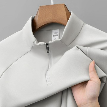 【新款熱賣】熱特姆發熱萊賽爾棉長袖衛衣體恤純色半拉鏈運動休閑上衣男士戶外