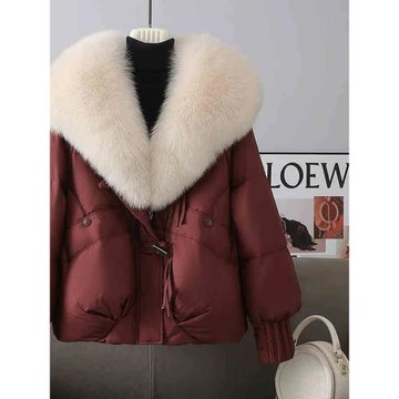 (免運)高級感保暖加厚棉衣棉服女2024冬季新款設計感大毛領寬松面包外套