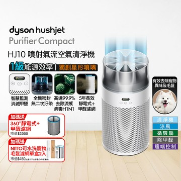 Dyson HushJet Purifier Compact 噴射氣流空氣清淨機HJ10(銀白色)