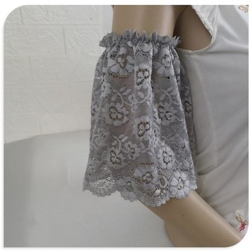 假袖子蕾絲拼接短袖T恤女新款接袖口花邊裝飾半圈蓋袖防曬遮肩夏