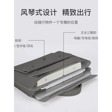 小眾高級感手提電腦包通勤多功能文件袋輕薄皮質適用華為聯想蘋果Pro13.3寸14寸15.6寸16寸筆記本電腦包