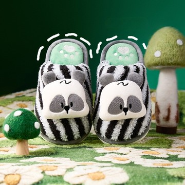 Cheerful Mario幸福瑪麗  秋冬保暖絨毛拖鞋 可愛貓熊止滑軟底男童毛絨絨拖鞋