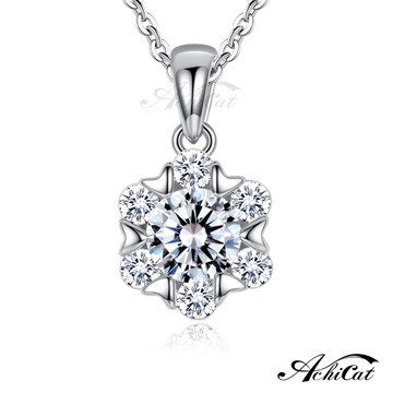 AchiCat 925純銀項鍊 甜美綻放 擬真鑽 單鑽項鍊 女項鍊 生日禮物 情人節禮物 CS6038