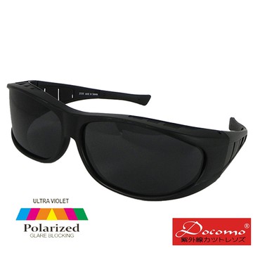 【Docomo】寬版設計　排霧散熱孔　頂級Polarized偏光太陽眼鏡　有無近視皆可配戴　質感黑