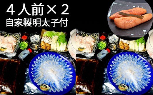 活とらふぐ刺・鍋てっちりセット４人前×２　自家製明太子付