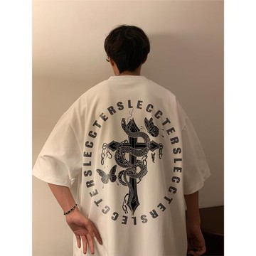 短袖男夏季美式高街體恤衣服寬松320g重磅t恤潮牌潮流hiphop半袖