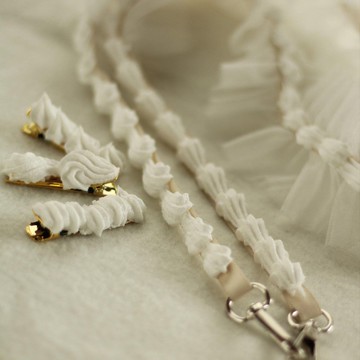 限時優惠【肩帶】奶油色・歐根紗　【髮夾】奶油色　3種款式