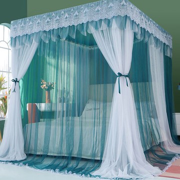 新款蚊帳家用公主風落地支架固定1.8m床上宮廷紋帳1.5米加厚加密2