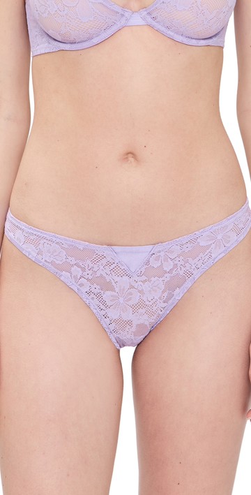 Fleur du Mal Le Stretch Lace Thong Light Lilac M/L