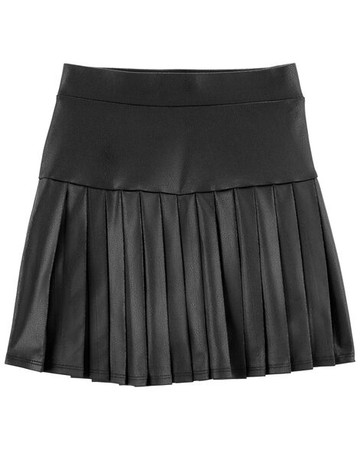 Kid Pleated Faux Leather Skirt