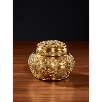 歐美式居家軟裝香爐擺件傳統復古奢華黃銅客廳書房桌面香薰爐