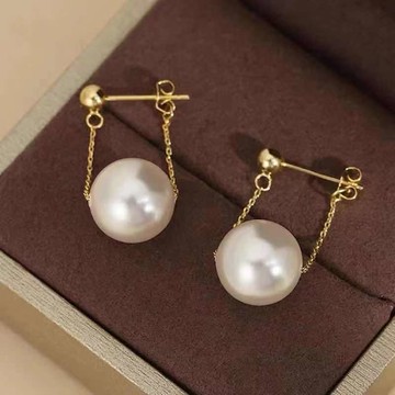 DIY珍珠小配件 S925純銀耳釘空托 金色銀色銀飾耳墜 配7-9mm圓橢