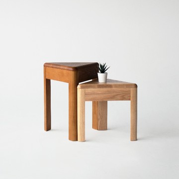 台灣 居然家居 JURAN 梣木實木 飯糰凳几 - 柚木色-高度35cm