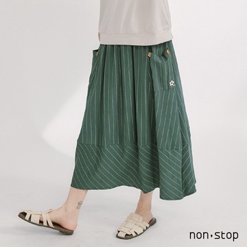 non-stop 森影條紋寬長裙-2色