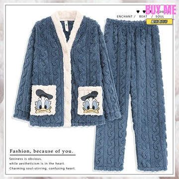 【加厚保暖】珊瑚絨睡衣 法蘭絨睡衣 家居服 秋冬睡衣 套裝 卡通印花 甜美可愛 柔軟親膚 居家休閒 節日送禮