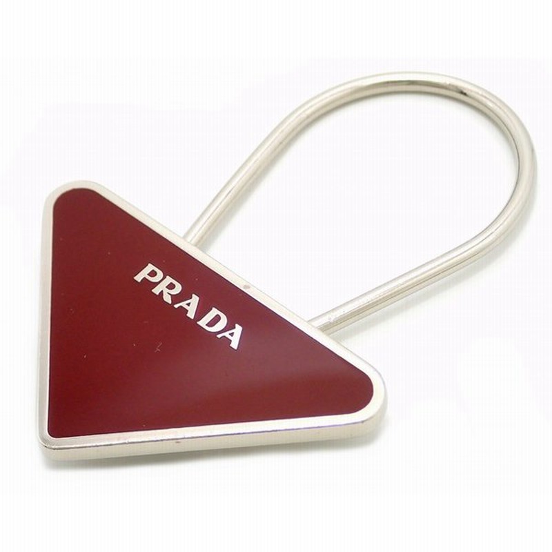 Prada プラダ ロゴ プレート キーホルダー キーリング キーチャーム バッグチャーム メタル レッド シルバー色 M173 U 通販 Lineポイント最大0 5 Get Lineショッピング