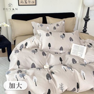 【DUYAN 竹漾】精梳純棉四件式被套床包組 原色森林 台灣製(加大)