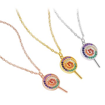 ANGEL 童真棒棒糖七彩鑽華麗項鍊(3色可選)