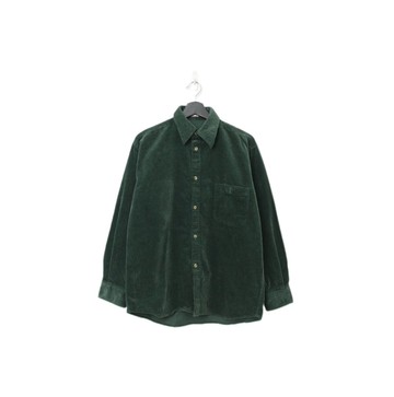 Back to Green-燈芯絨長袖襯衫  深綠色 簡約 DL-01//vintage