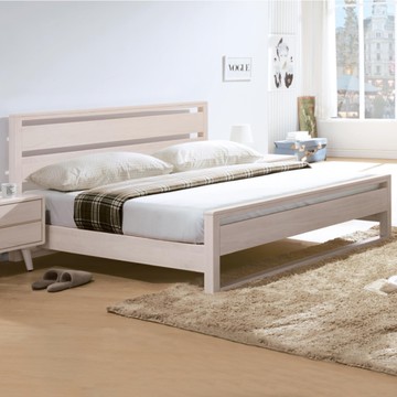 【H&D東稻家居】洗白全實木床台5尺 雙人床架 床架高度兩段可調(THY2-01693)